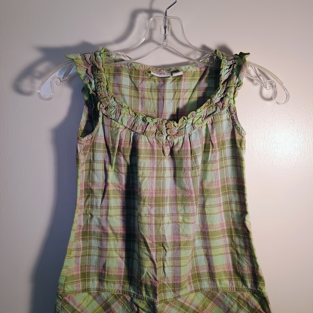 Greendog Green and Pink Plaid Kids Casual Dress